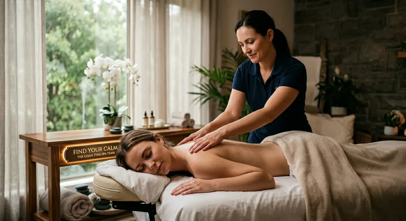 A peaceful massage therapy session promoting mental relaxation